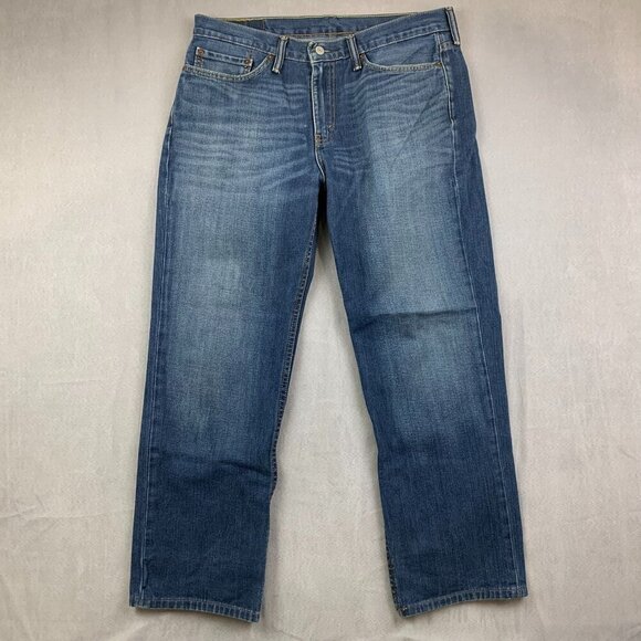 Levis Mens Pants 34 Blue Jeans 514 Straight Fit Medium Wash Strauss Denim 34x29 - Picture 1 of 11